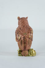 Load image into Gallery viewer, Owl Trinket Box Hinged Enameled Metal Figurine Rhinestone Eyes
