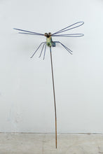 Load image into Gallery viewer, Large Metal Dragonfly Garden Stake Blue Green Patina Yard Art 53 Inch
