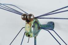 Load image into Gallery viewer, Large Metal Dragonfly Garden Stake Blue Green Patina Yard Art 53 Inch
