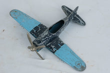 Load image into Gallery viewer, Vintage Hubley Kiddie Toy Folding Wing Airplane Lancaster PA Blue Metal Plane
