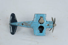 Load image into Gallery viewer, Vintage Hubley Kiddie Toy Folding Wing Airplane Lancaster PA Blue Metal Plane
