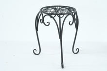 Load image into Gallery viewer, Black Metal Plant Stand Scroll Top Round Display Table 13 Inch Tall
