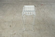 Load image into Gallery viewer, White Metal Lattice Plant Stand 24 Inch Garden Side Table Scroll Legs
