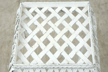 Load image into Gallery viewer, White Metal Lattice Plant Stand 24 Inch Garden Side Table Scroll Legs
