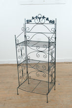 Load image into Gallery viewer, Folding Wrought Iron Bakers Rack Plant Stand Blue Black Metal Shelf 50 Inch
