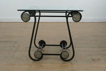 Load image into Gallery viewer, Square Glass &amp; Wrought Iron Side Table with Ornamental Detailing

