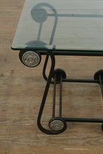 Load image into Gallery viewer, Square Glass &amp; Wrought Iron Side Table with Ornamental Detailing
