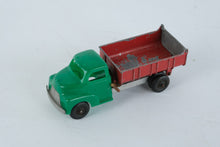 Load image into Gallery viewer, Vintage Hubley Dump Truck Green Red Pressed Steel Cast Metal Made in USA

