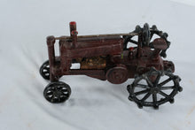 Load image into Gallery viewer, Antique Cast Iron Toy Tractor – Early 20th Century Red Farm Tractor with Spoked Wheels
