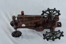 Load image into Gallery viewer, Antique Cast Iron Toy Tractor – Early 20th Century Red Farm Tractor with Spoked Wheels
