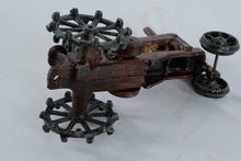 Load image into Gallery viewer, Antique Cast Iron Toy Tractor – Early 20th Century Red Farm Tractor with Spoked Wheels
