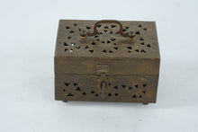 Load image into Gallery viewer, Vintage Brass Lidded Trinket Box with Pierced Cutout Design – Ornate Storage Chest

