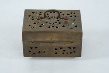 Load image into Gallery viewer, Vintage Brass Lidded Trinket Box with Pierced Cutout Design – Ornate Storage Chest
