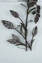 Load image into Gallery viewer, Metal Wall Hanging – Leaf &amp; Floral Design – 17&quot; x 31&quot;
