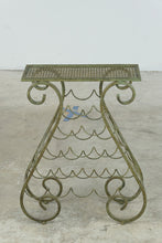 Load image into Gallery viewer, Wrought Iron Wine Rack Console Table with Verdigris Finish
