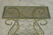 Load image into Gallery viewer, Wrought Iron Wine Rack Console Table with Verdigris Finish
