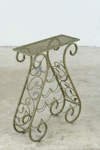 Load image into Gallery viewer, Wrought Iron Wine Rack Console Table with Verdigris Finish
