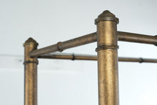 Load image into Gallery viewer, Bamboo-Style Metal Etagere Shelving Unit with Glass Shelves
