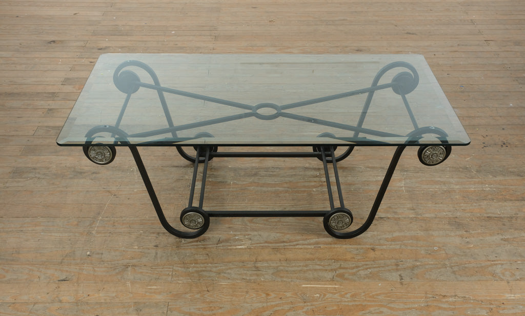Wrought Iron & Glass Coffee Table – 48” Wide x 25” Deep x 18” Tall