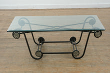 Load image into Gallery viewer, Wrought Iron &amp; Glass Coffee Table – 48” Wide x 25” Deep x 18” Tall
