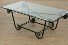 Load image into Gallery viewer, Wrought Iron &amp; Glass Coffee Table – 48” Wide x 25” Deep x 18” Tall
