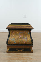 Load image into Gallery viewer, Asian Toleware Hand-Painted Lacquer Wood &amp; Tin Storage Box Cabinet
