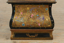 Load image into Gallery viewer, Asian Toleware Hand-Painted Lacquer Wood &amp; Tin Storage Box Cabinet
