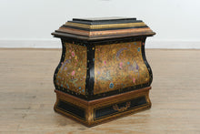 Load image into Gallery viewer, Asian Toleware Hand-Painted Lacquer Wood &amp; Tin Storage Box Cabinet
