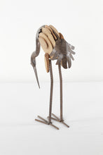 Load image into Gallery viewer, Metal &amp; Wood Crane Sculpture - Head Down
