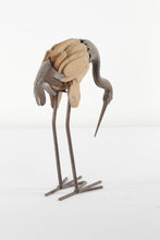 Load image into Gallery viewer, Metal &amp; Wood Crane Sculpture - Head Down
