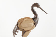 Load image into Gallery viewer, Metal &amp; Wood Crane Sculpture - Head Up
