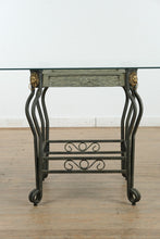 Load image into Gallery viewer, Ornate Metal &amp; Glass Dining Set – 5-Piece Square Table with Sculpted Metal Base
