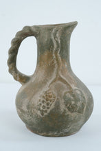 Load image into Gallery viewer, Mexican Pottery Pitcher 11 Inch Rustic Grapevine Relief Twisted Handle Folk Art
