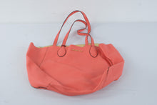 Load image into Gallery viewer, Michael Kors Coral Pebbled Leather Reversible Tote Gold Interior Large 17 x 13
