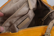 Load image into Gallery viewer, Michael Kors Orange Pebbled Leather Shoulder Bag Tote Gold MK Charm 16 x 12

