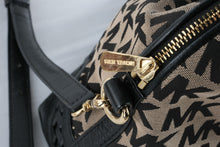 Load image into Gallery viewer, Michael Kors MK Logo Jacquard Satchel Crossbody Handbag Black Beige Large
