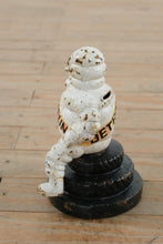 Load image into Gallery viewer, Antique Michelin Man Cast Iron Coin Bank Detroit 1918 Advertising Figure
