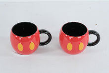 Load image into Gallery viewer, Disney Store Mickey Mouse Pants Coffee Mugs Red Black Ceramic Set of 2
