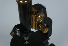Load image into Gallery viewer, Antique R Winkel Gottingen German Brass Microscope No 19332 with Wood Case
