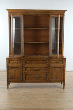 Load image into Gallery viewer, Mid-Century Modern Walnut China Cabinet with Glass Display &amp; Storage Base
