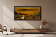 Load image into Gallery viewer, Mid Century Modern Coastal Seascape Painting Signed Ryan Original Board Art 51x27
