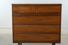 Load image into Gallery viewer, Mid Century Modern Dixie Walnut 5 Drawer Chest on Tapered Legs
