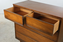 Load image into Gallery viewer, Mid Century Modern Dixie Walnut 5 Drawer Chest on Tapered Legs
