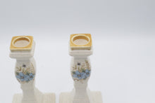Load image into Gallery viewer, Mikasa Garden Club Day Dreams EC461 Candle Holders Pair Japan 1980s Blue Floral
