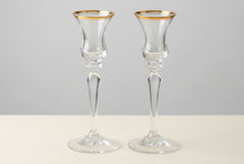 Load image into Gallery viewer, Mikasa Jamestown Gold Crystal Taper Candle Holders Set of 2 Austria in Box
