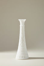 Load image into Gallery viewer, Fenton Milk Glass 9 Inch Bud Vase White Geometric Diamond Pattern
