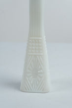 Load image into Gallery viewer, Vintage Anchor Hocking Stars and Bars White Milk Glass Bud Vase 9 Inch
