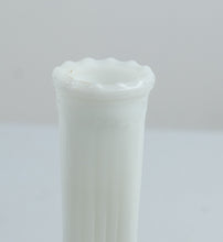 Load image into Gallery viewer, Vintage Anchor Hocking Stars and Bars White Milk Glass Bud Vase 9 Inch
