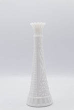 Load image into Gallery viewer, Fenton Milk Glass 9 Inch Bud Vase White Geometric Diamond Pattern
