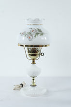 Load image into Gallery viewer, Vintage Milk Glass Hurricane Style Electric Lamp Daisy Shade 17 Inch
